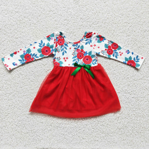 GLD0120 Girls Floral Print Mesh Dress