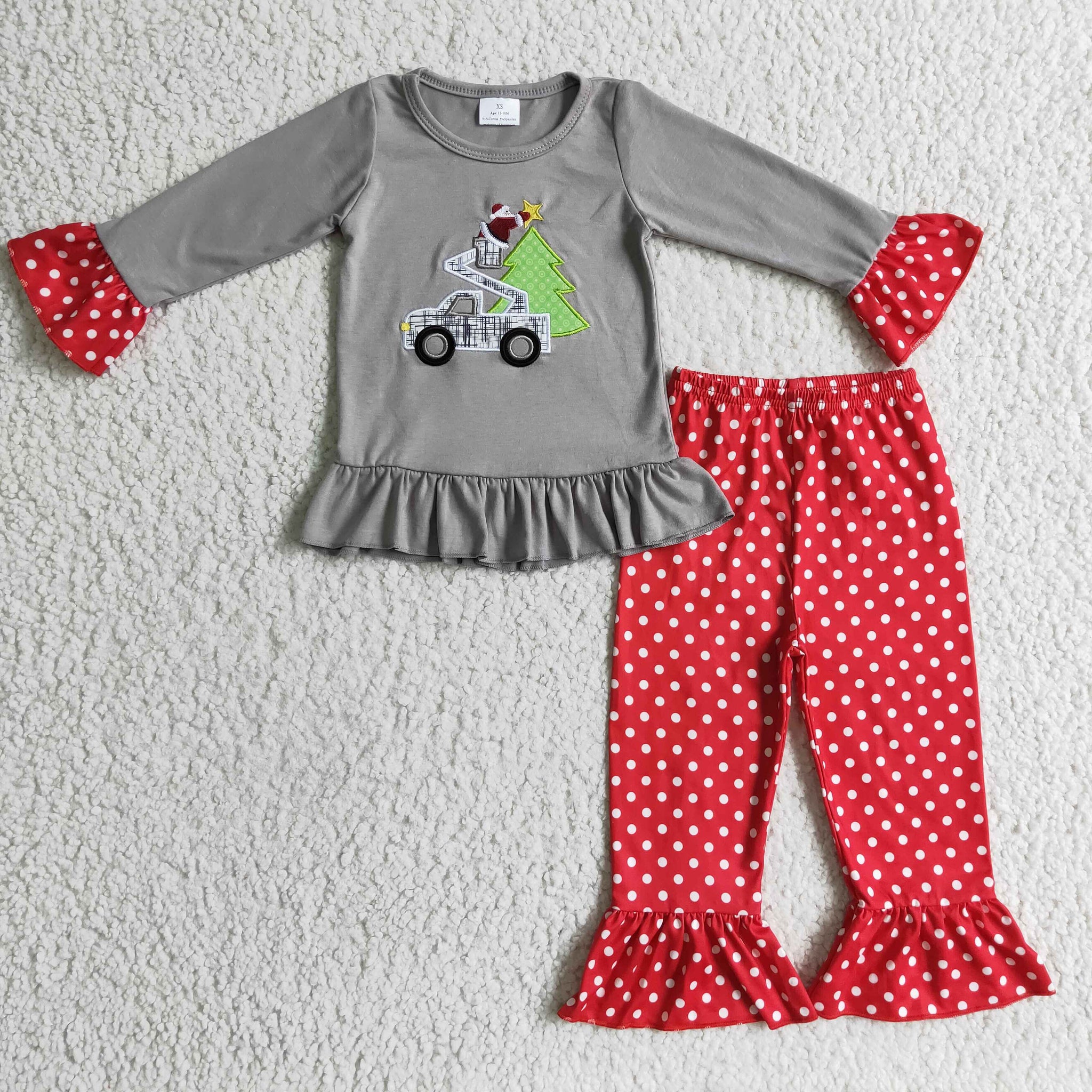 GLP0332 Christmas Girl Two Grey Cotton Christmas Suits
