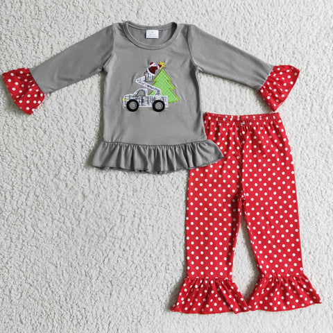 GLP0332 Christmas Girl Two Grey Cotton Christmas Suits