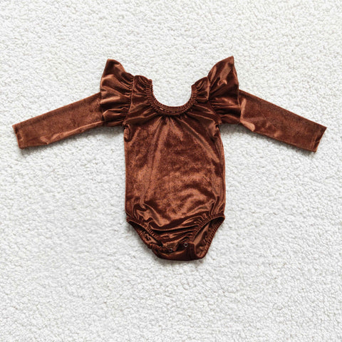 LR0207 velvet girl brown romper