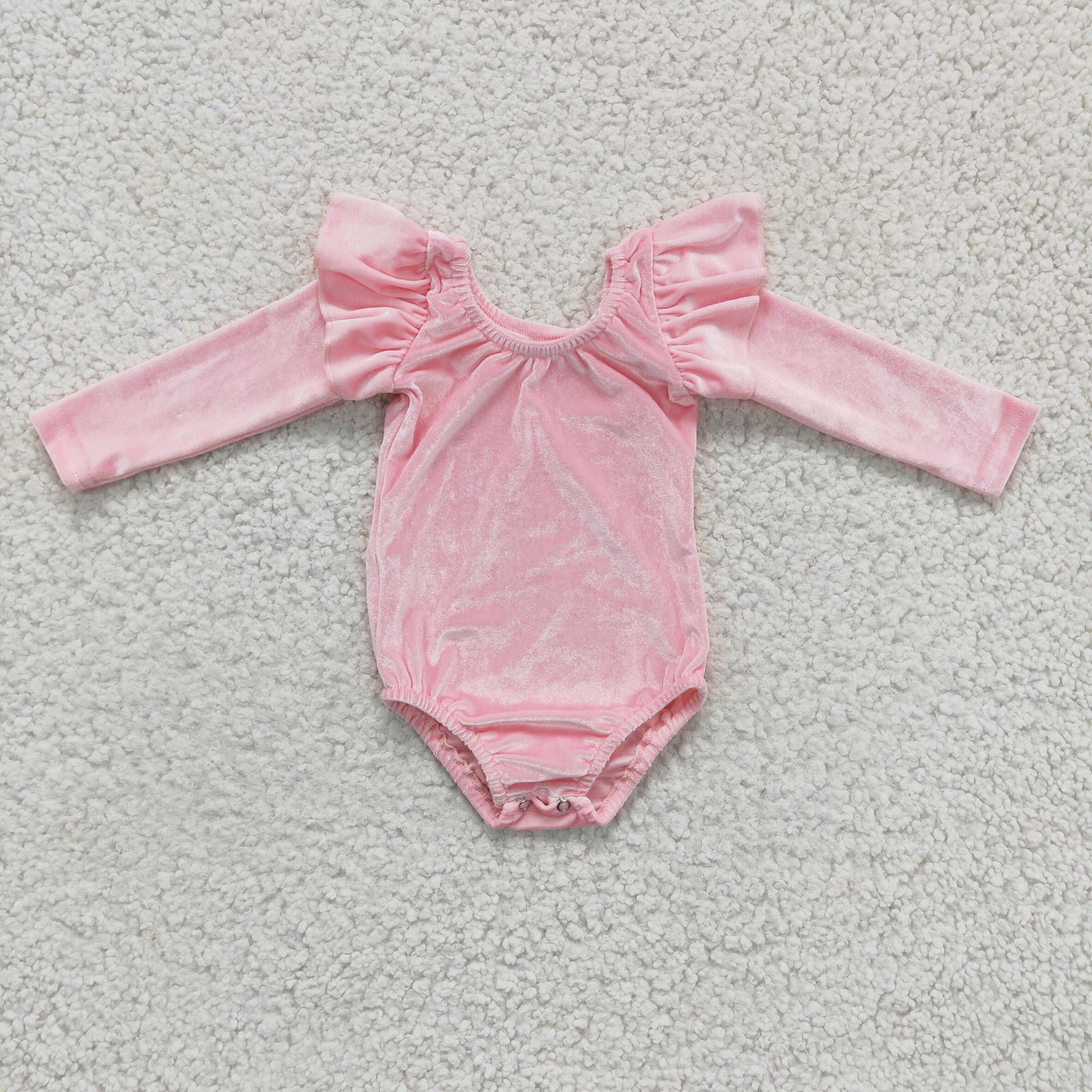 LR0213 velvet pink baby girl romper
