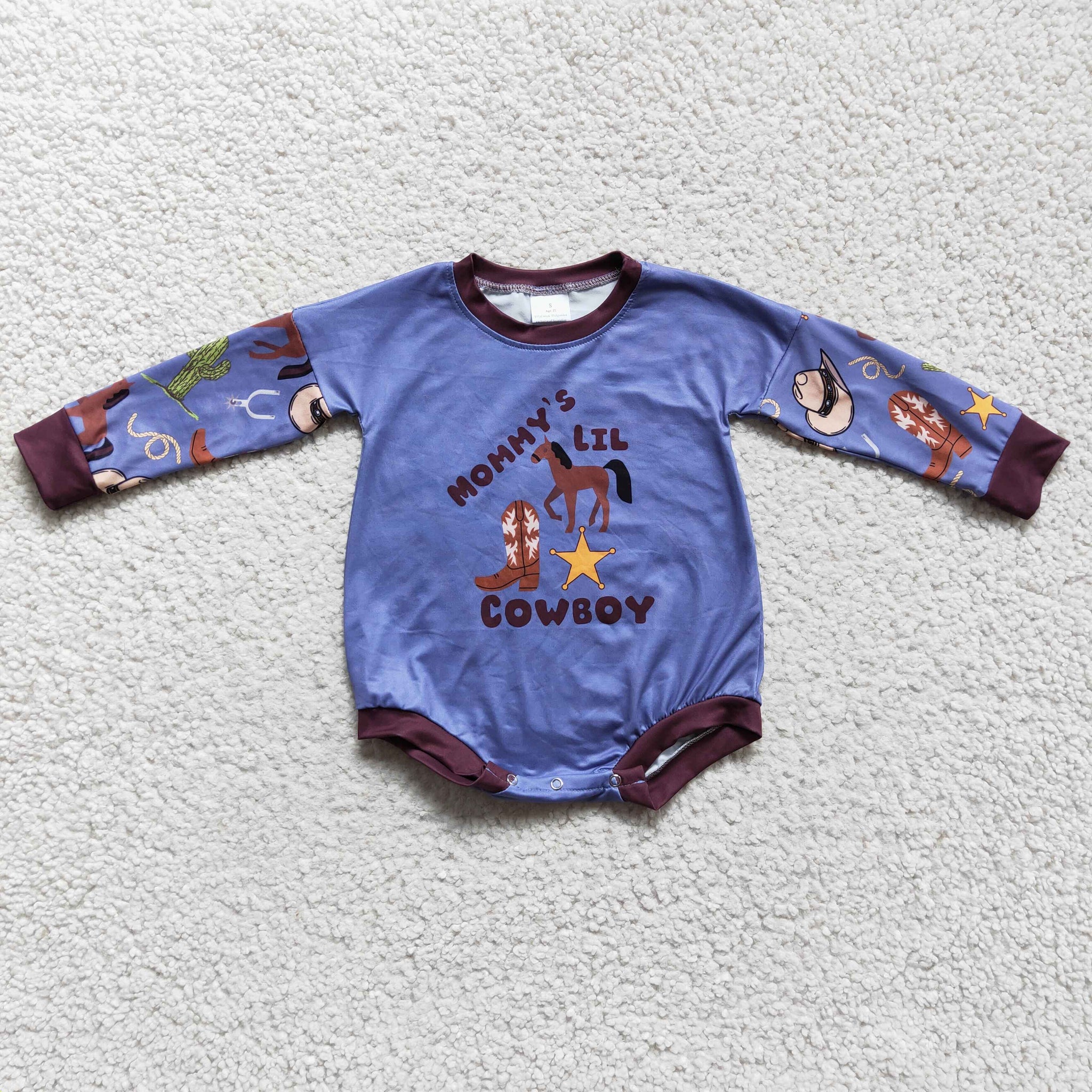 LR0229 cow boys boy romper