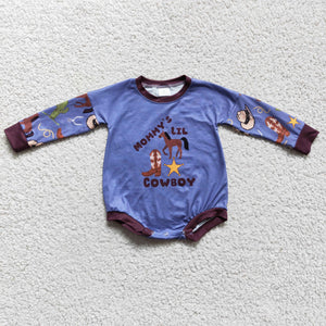 LR0229 cow boys boy romper