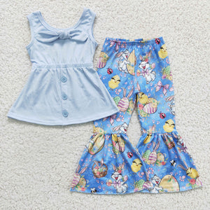GSPO0233 Easter Girls Sleeveless Flared Pants Outfit