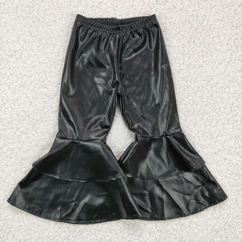 P0034 girl's leather flared pants
