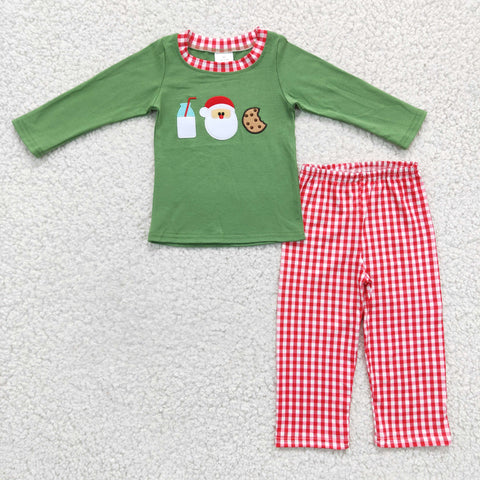 BLP0147 Christmas green suit embroidered cotton