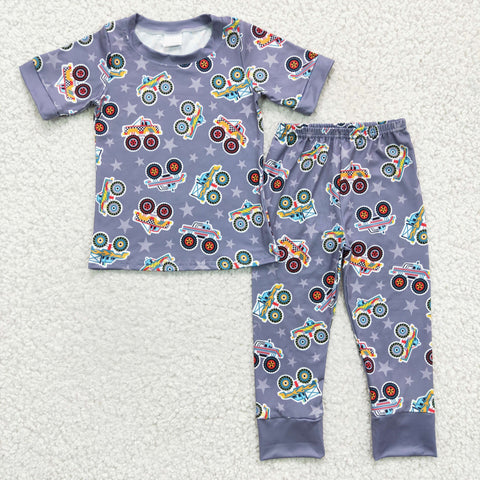 truck print boy suit