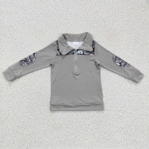 BT0106 Grey Cotton Lapel Boys Shirt