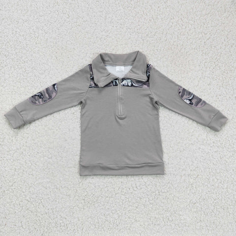 BT0106 Grey Cotton Lapel Boys Shirt