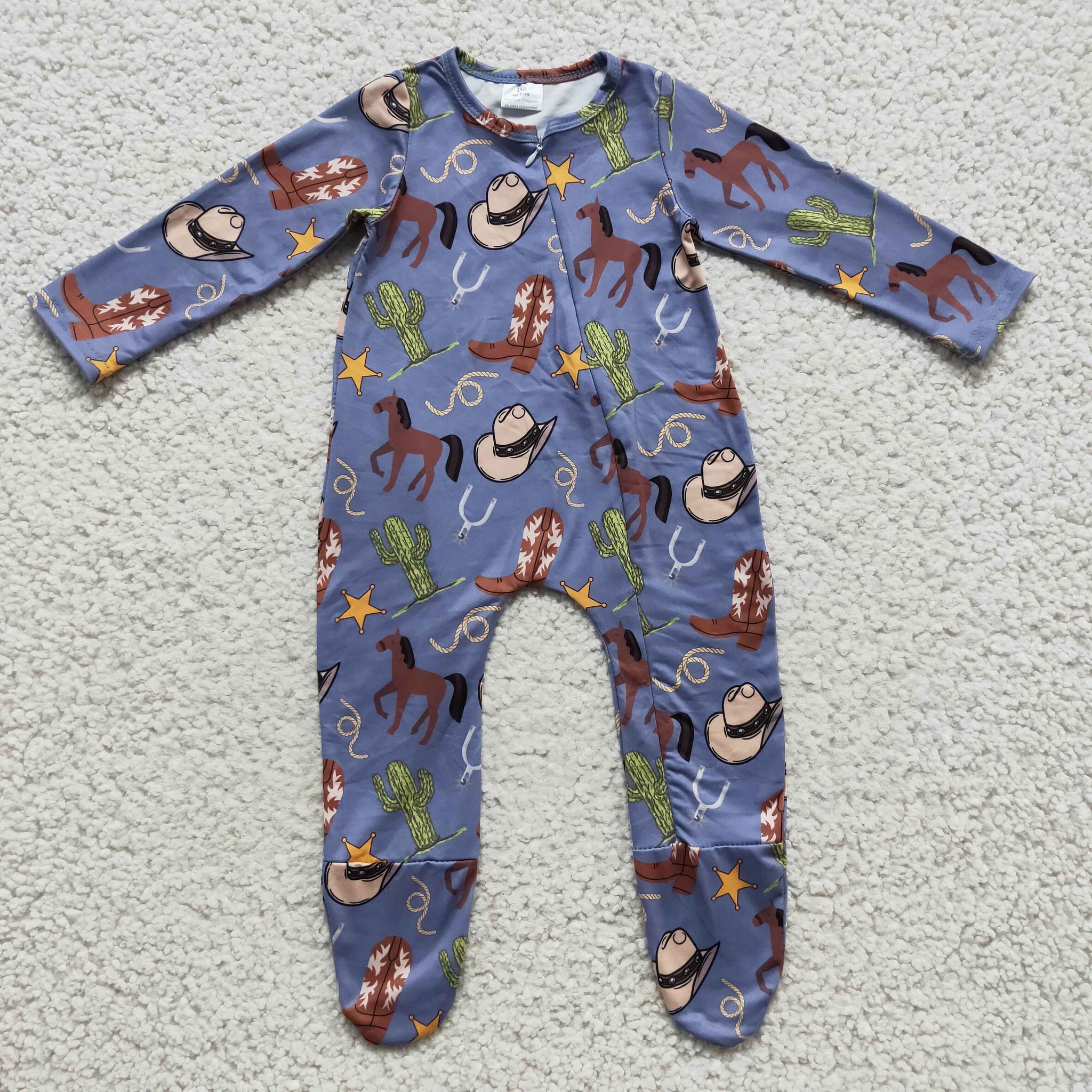 LR0230 horse print baby boy romper