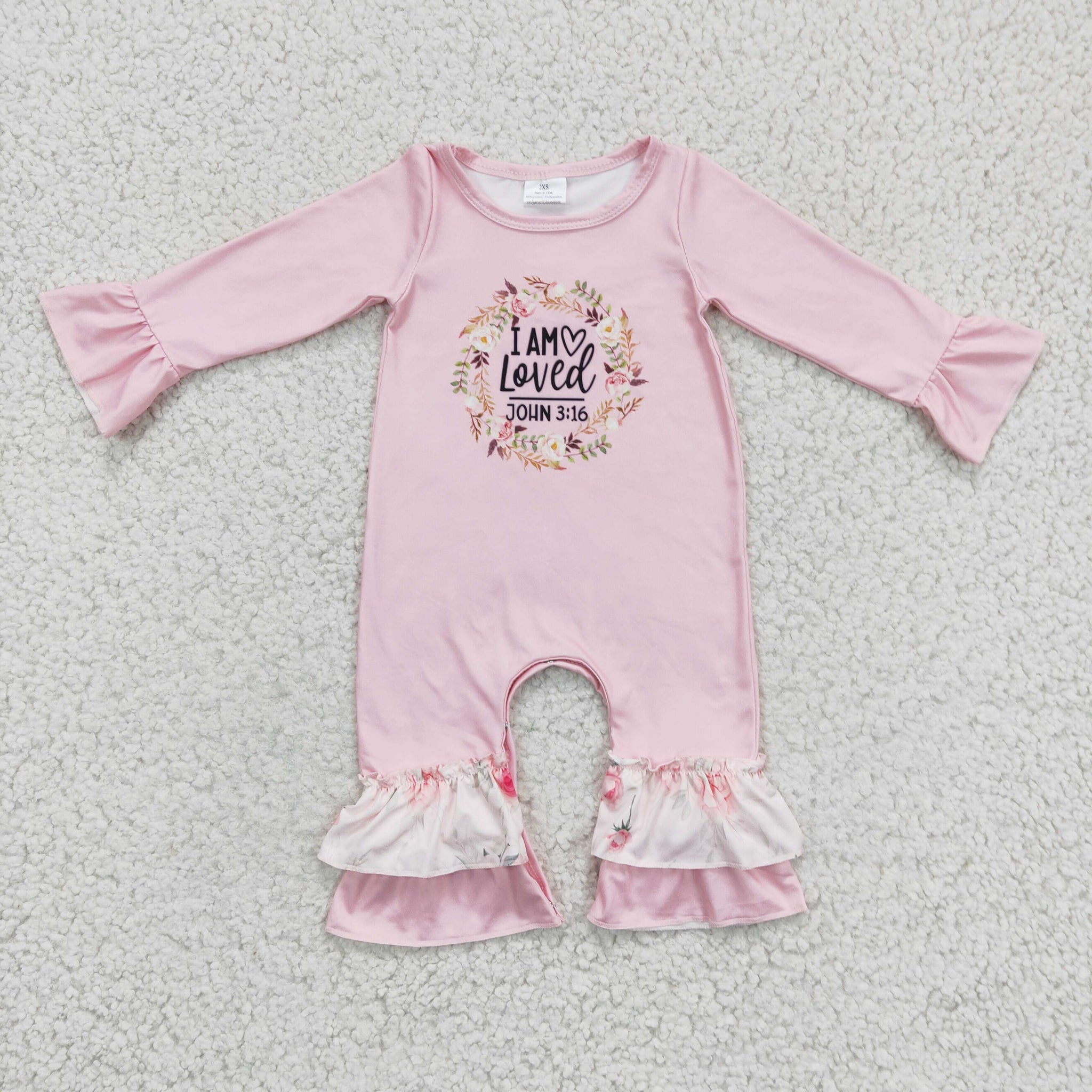 LR0217 pink girl long sleeve romper