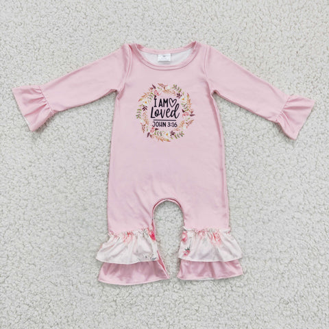 LR0217 pink girl long sleeve romper