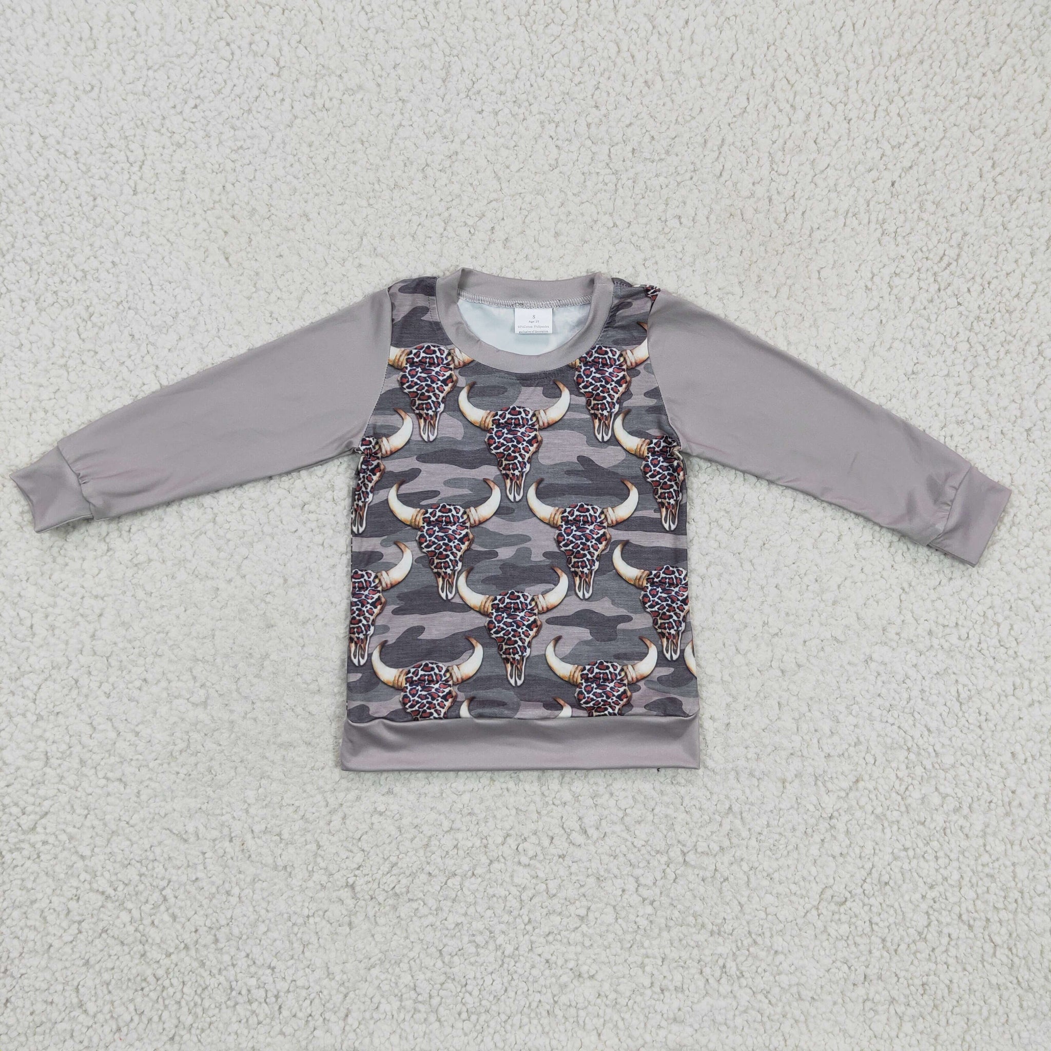 BT0108 bull's head print boy's top