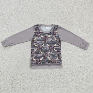 BT0108 bull's head print boy's top