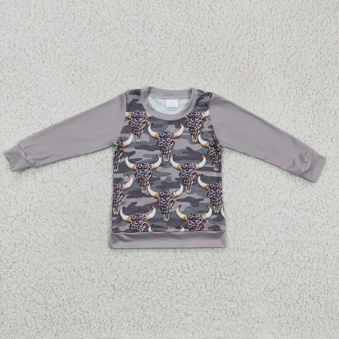 BT0108 bull's head print boy's top