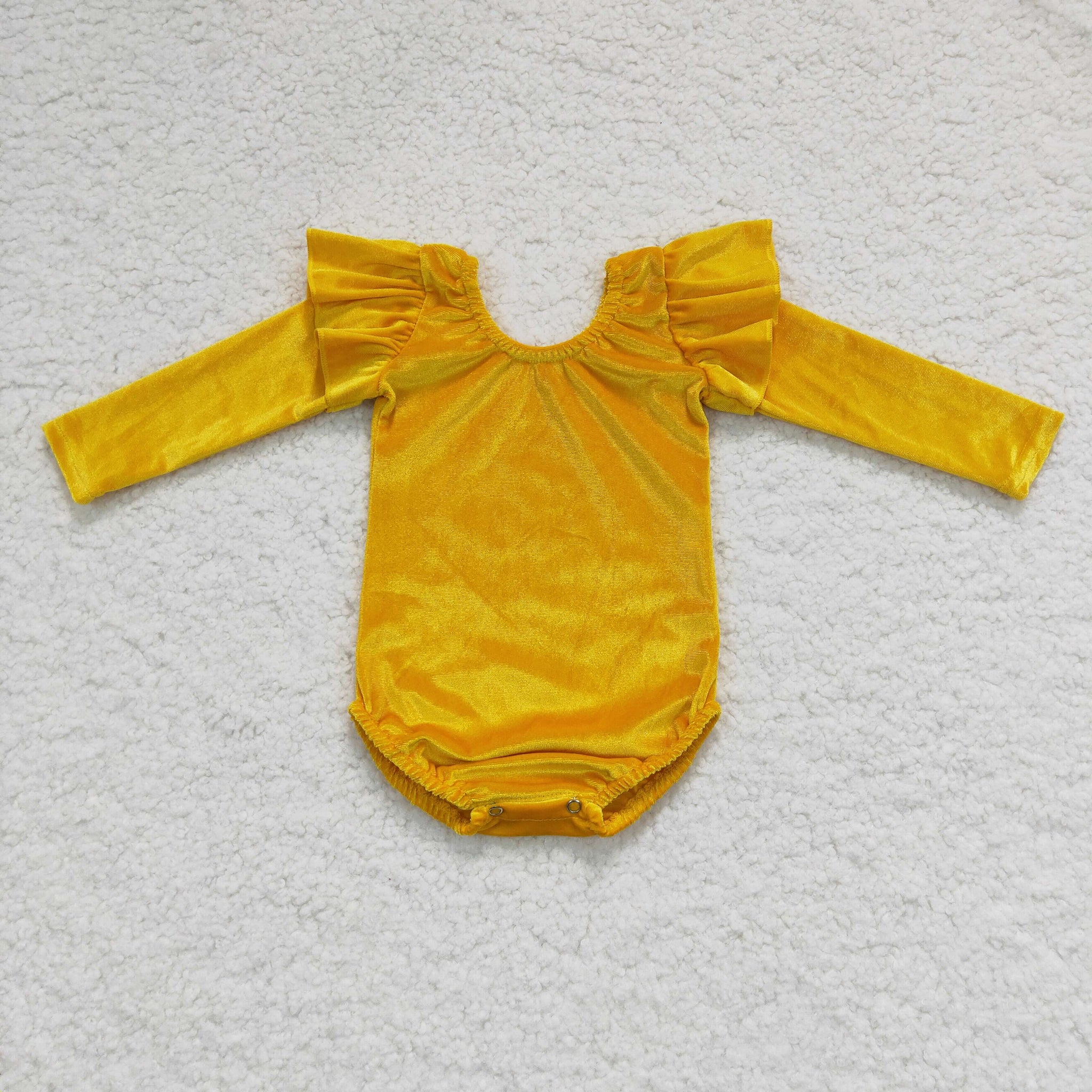 LR0210 velvet girl yellow romper