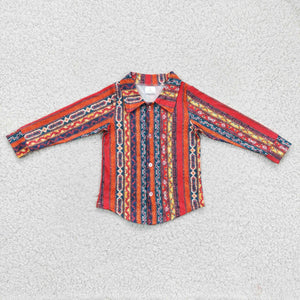 BT0131 Boys Striped Print Long Sleeve Shirt