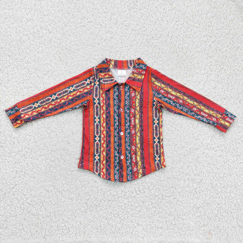 BT0131 Boys Striped Print Long Sleeve Shirt