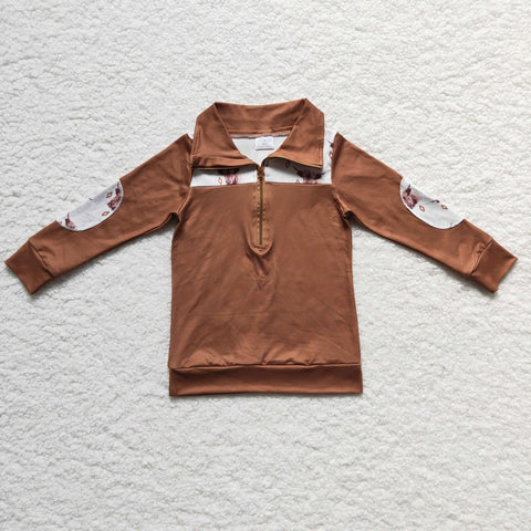 BT0104 Brown Boys Long Sleeve Lapel Shirt
