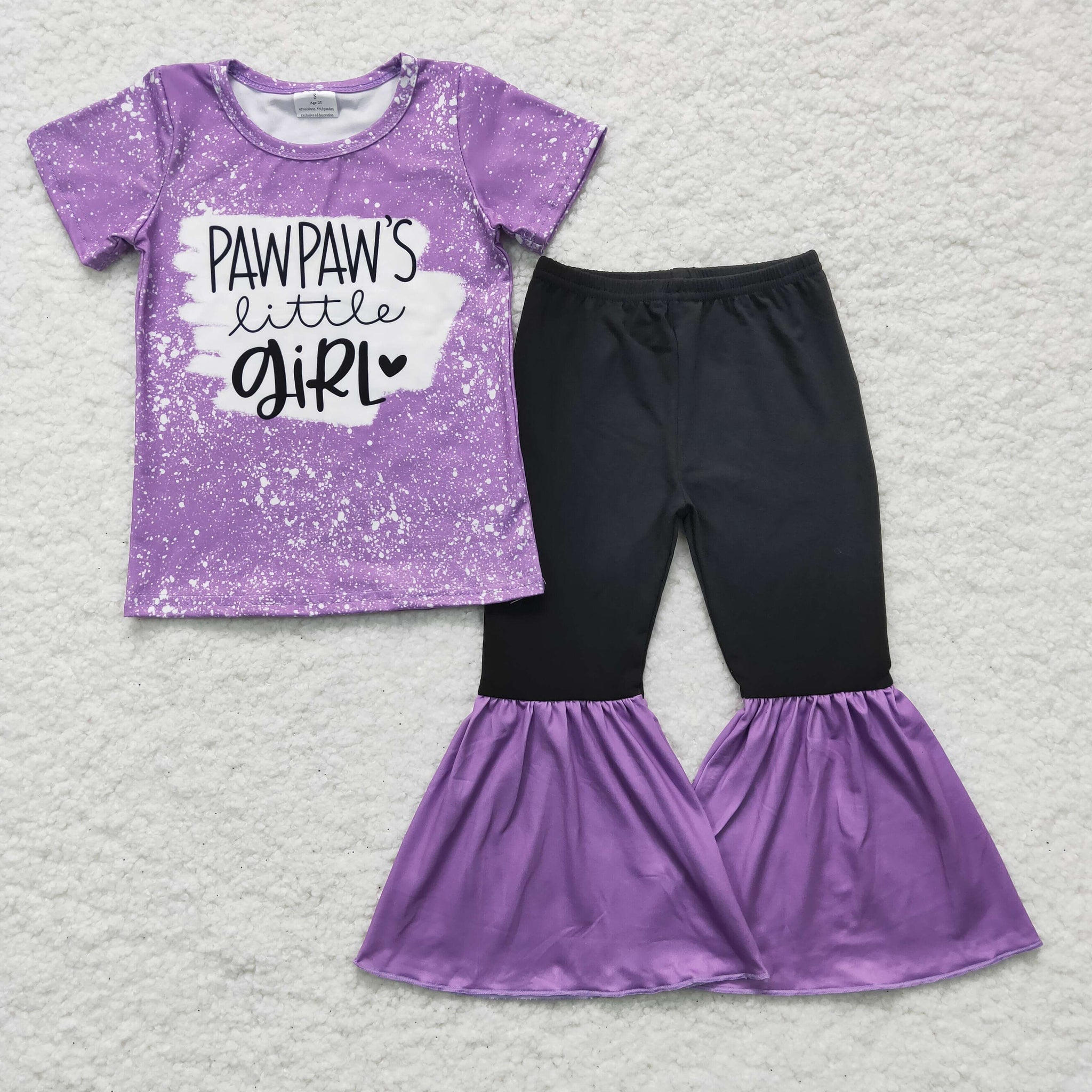 GSPO0244 Purple Girls Short Sleeve Flared Pants Set