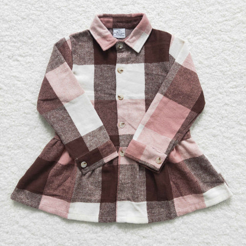 GT0090 Cotton Pink Plaid Print Shirt