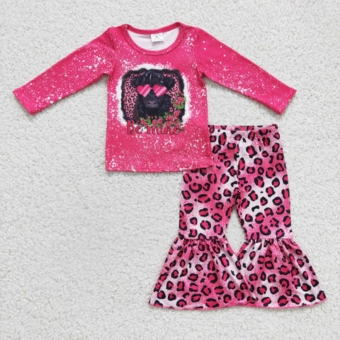 GLP0369 Rose red autumn winter girl cow print suit