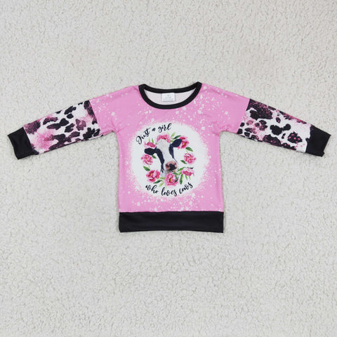 GT0077 Cute Cow Print Girls Long Sleeve Top