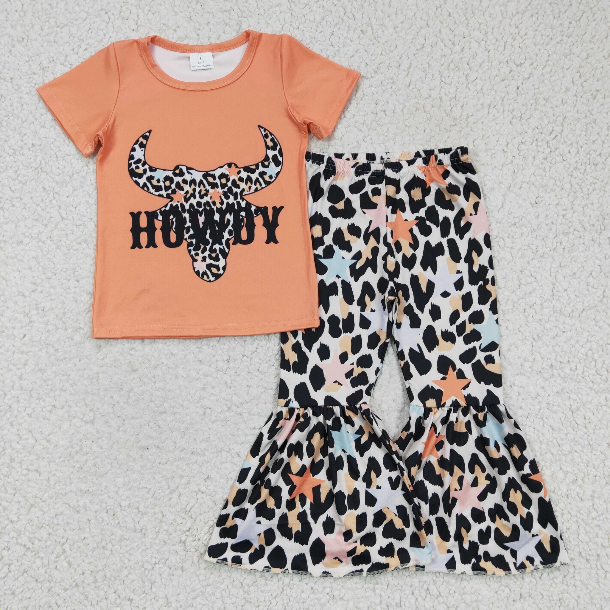 GSPO0305  mowoy girls short sleeve flared pants set
