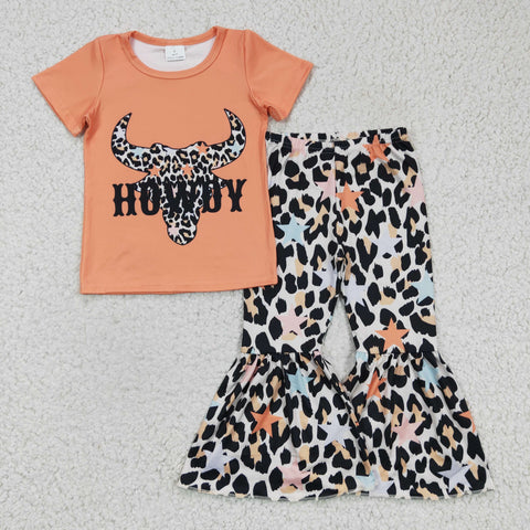 GSPO0305  mowoy girls short sleeve flared pants set