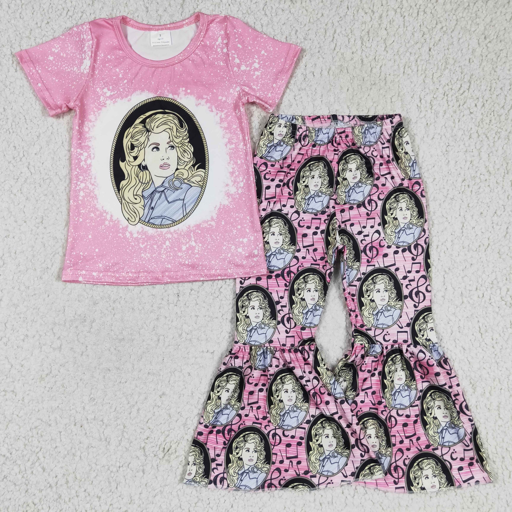 GSPO0322 Celebrity Girls Short Sleeve Flared Pants Set
