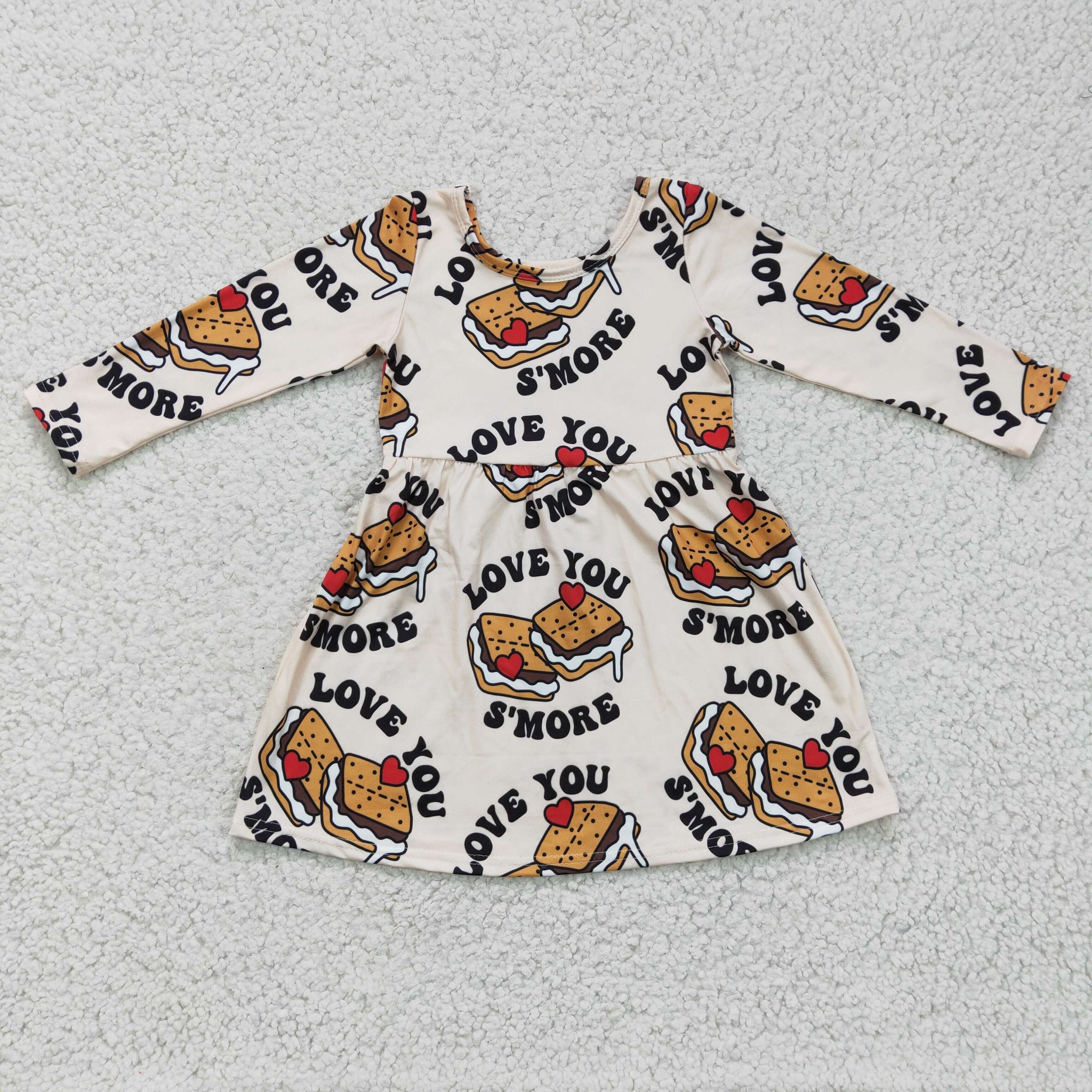 GLD0168 Cake Print Girls Long Sleeve Dress
