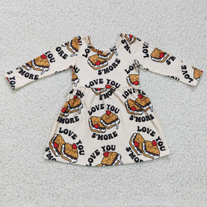 GLD0168 Cake Print Girls Long Sleeve Dress