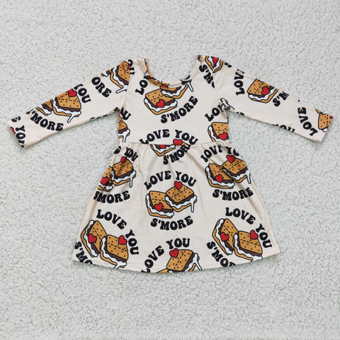GLD0168 Cake Print Girls Long Sleeve Dress