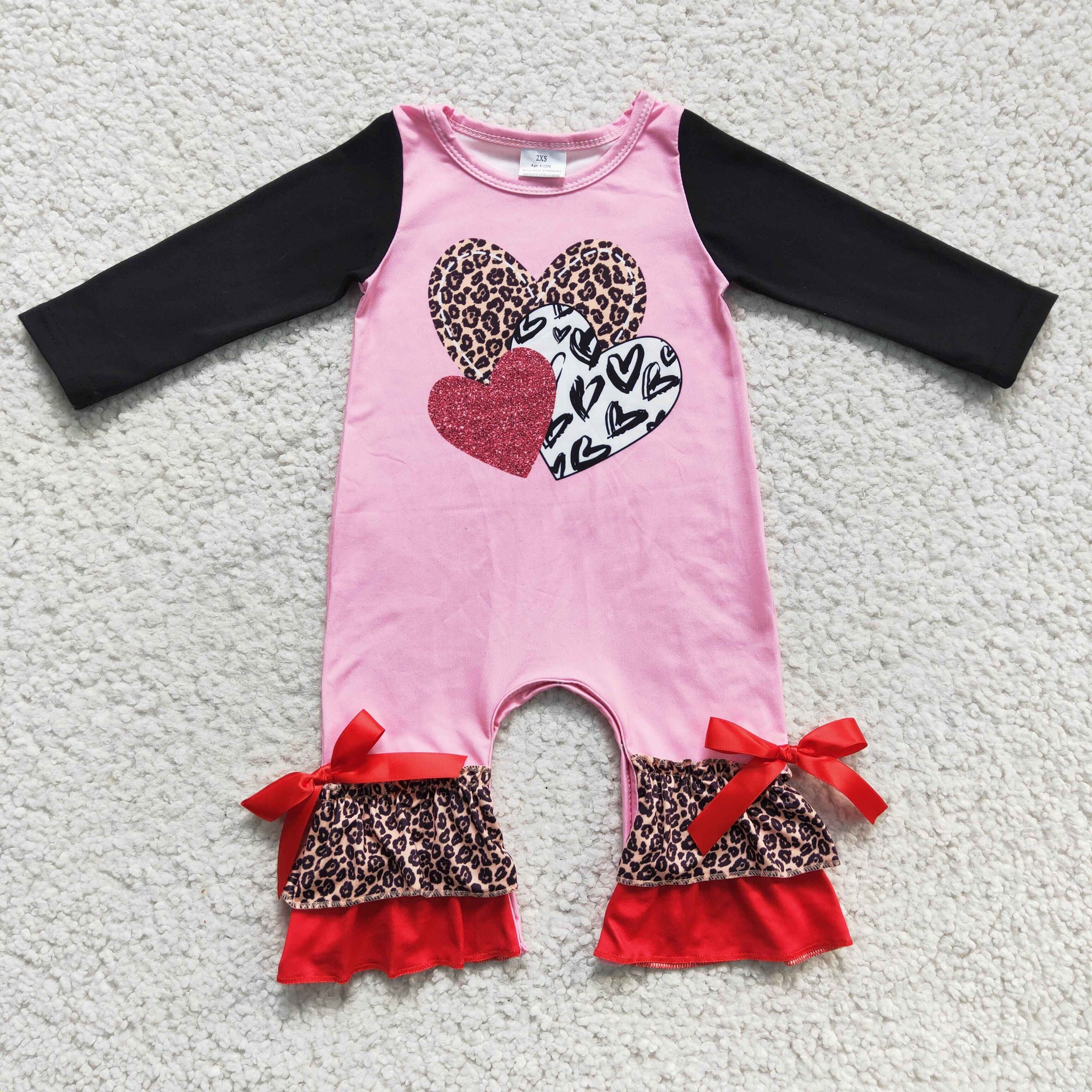 LR0251 Valentine's day girls long sleeve romper