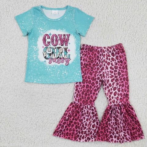 GSPO0307 cow girl short sleeve flared pants set