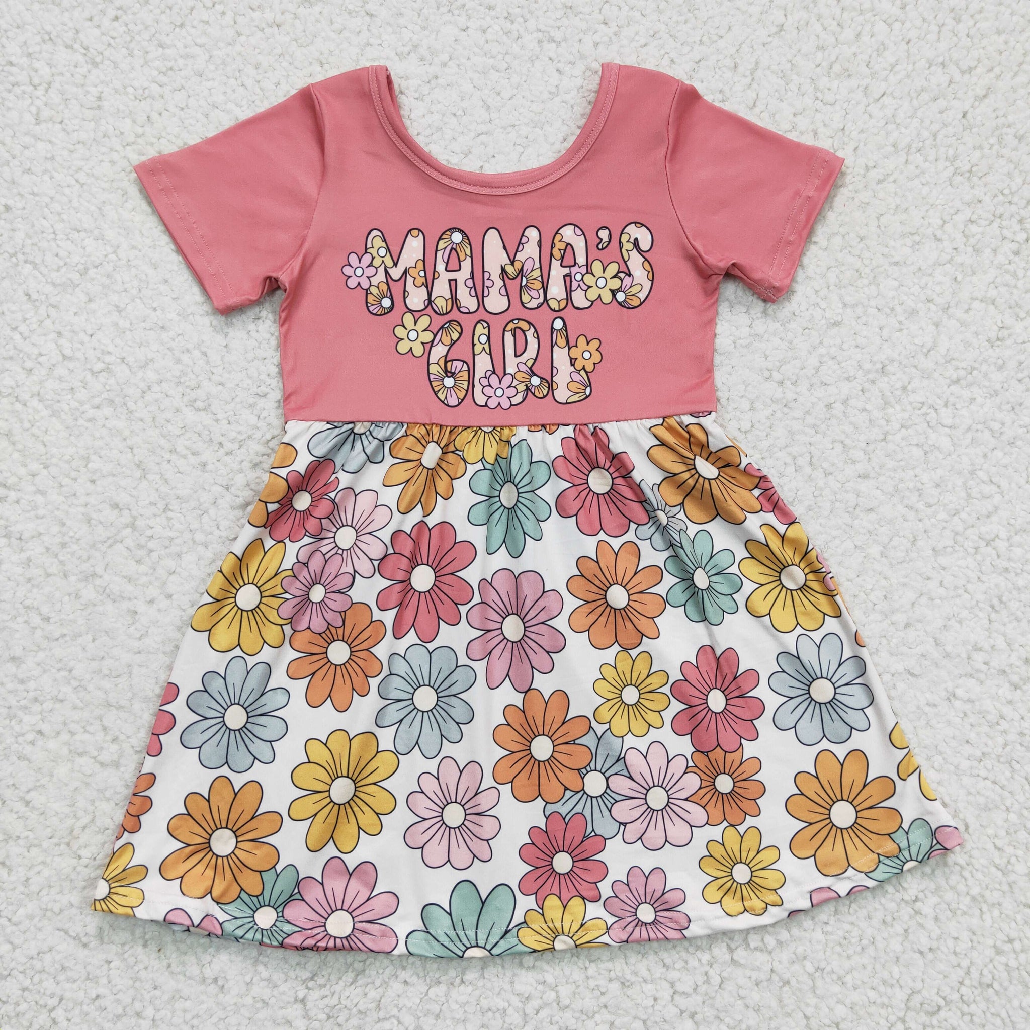 GSD0183 Flower Print Girls Short Sleeve Dress