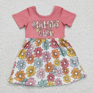 GSD0183 Flower Print Girls Short Sleeve Dress