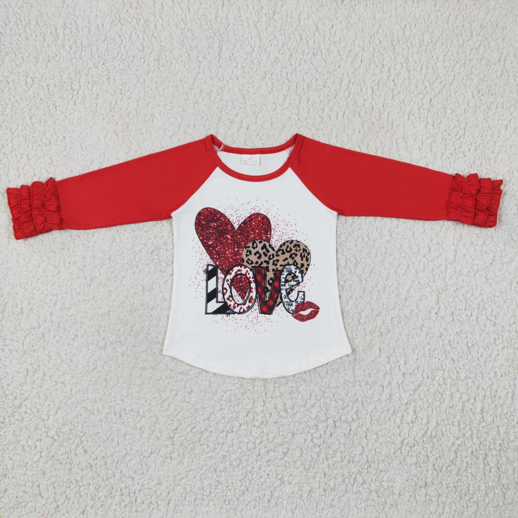 GT0072 Valentine's Day Girls Ruched Long Sleeve Top