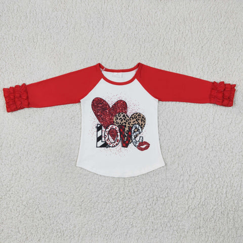 GT0072 Valentine's Day Girls Ruched Long Sleeve Top