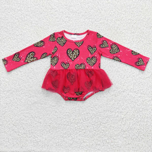 LR0253 Love print Valentine's day girl romper