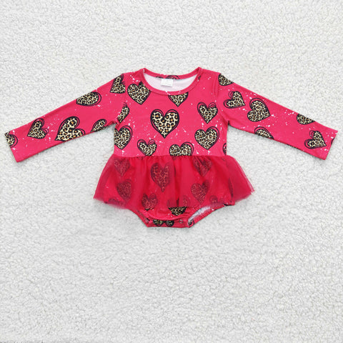 LR0253 Love print Valentine's day girl romper