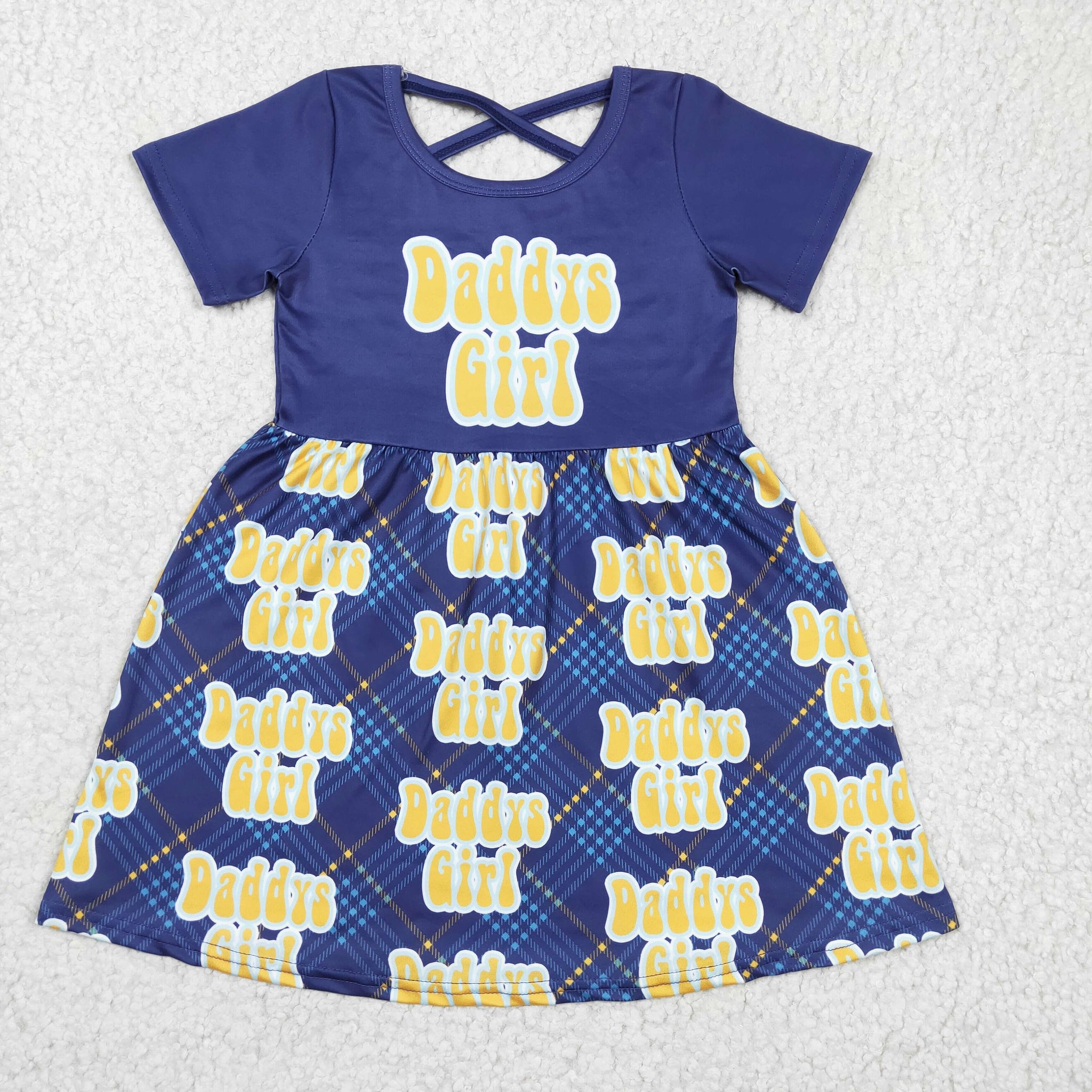 GSD0196 Children's Girls Blue Short Sleeve Dress