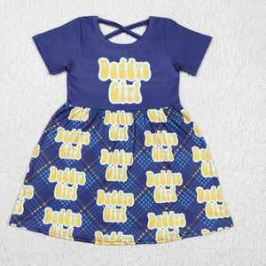 GSD0196 Children's Girls Blue Short Sleeve Dress