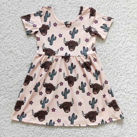 GSD0178 Bull head girl print short-sleeved dress