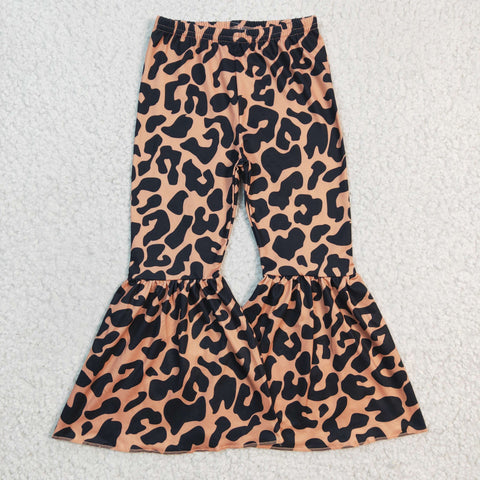 P0053 Black Leopard Girls Flared Pants