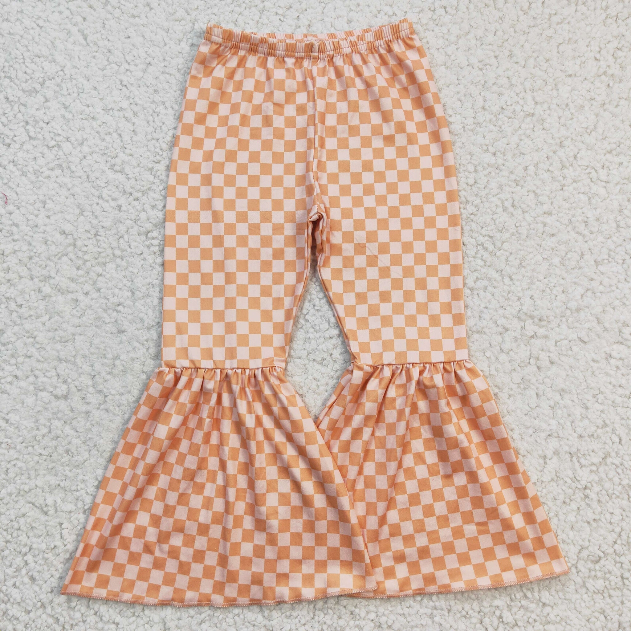 P0057 Girls Plaid Flared Pants