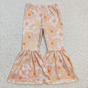 P0054 Flower Print Girls Flared Pants