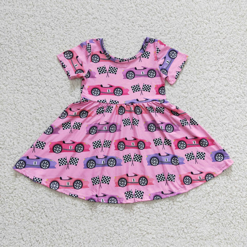 GSD0177 Truck Girl Print Short Sleeve Dress