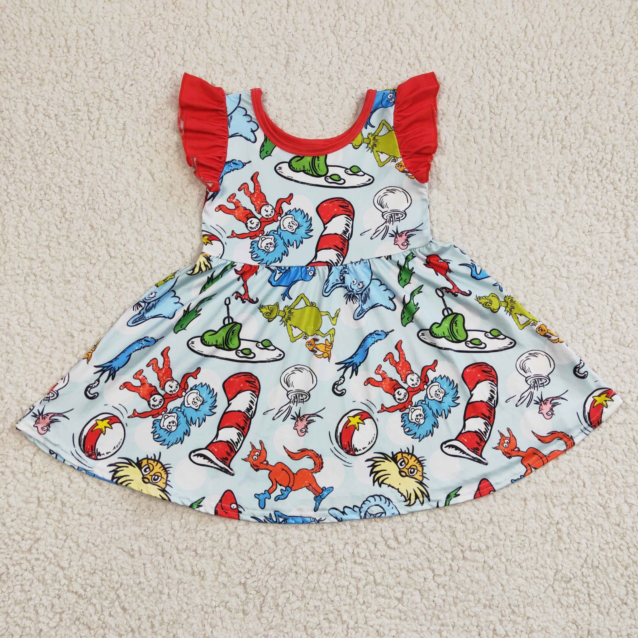 GSD0211 dr seuss girls small fly sleeve dress