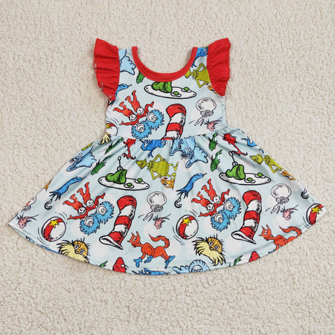 GSD0211 dr seuss girls small fly sleeve dress